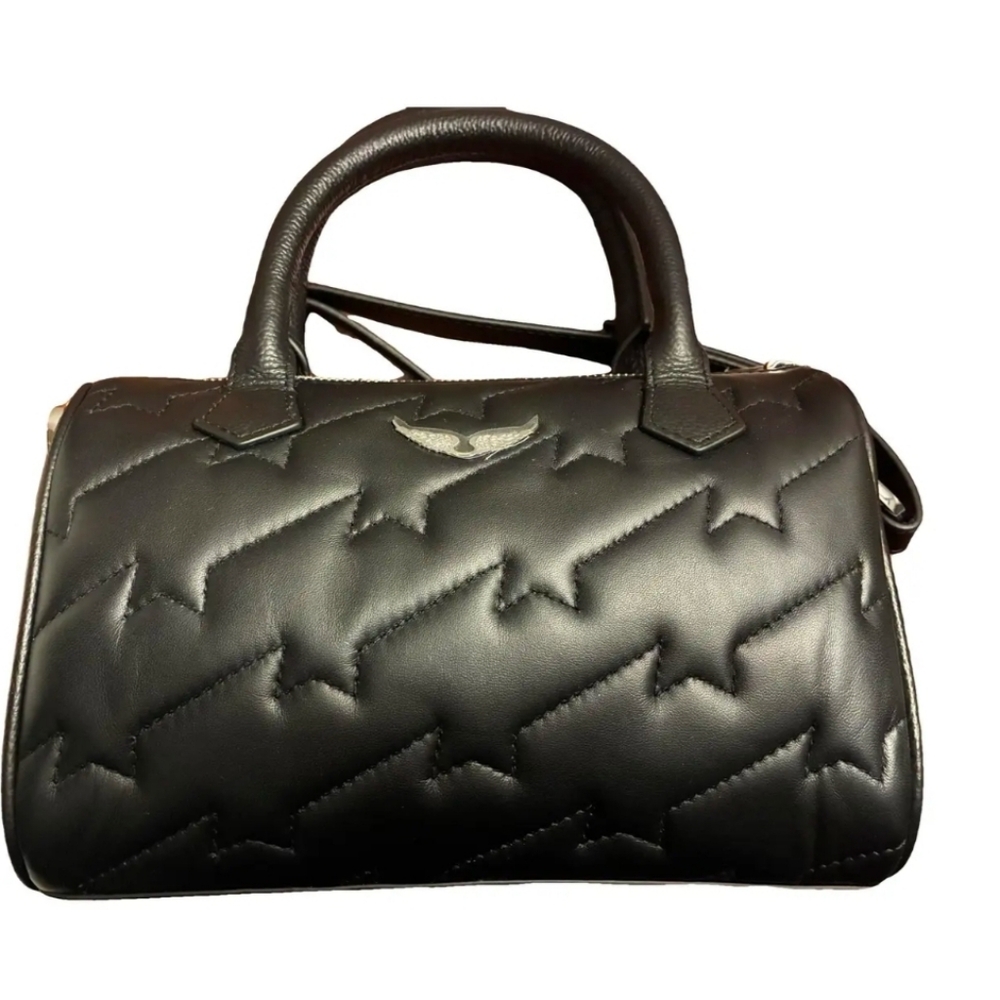 Zadig & Voltaire Black Quilted Satchel with Silver Emblem